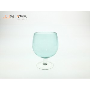 (AMORN) Brandy 9/16cm.-Blue - แจกันแก้ว แฮนด์เมด ทรงบรั่นดี สีฟ้า ความสูง 15.5 ซม.     