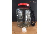 (AMORN) BREWERY JAR 10L. - โหลแก้วขนาดใหญ่ สำหรับบรรจุเครื่องดื่ม ลายผลไม้รูปสตรอเบอรี่ พร้อมเชือกหิ้วสีดำ ขนาด 10 ลิตร