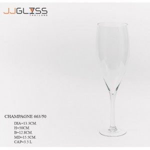 CHAMPAGNE 663/50 - แจกันแก้ว แฮนด์เมด เนื้อใส ทรงแชมเปญ ความสูง 50 ซม.