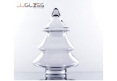CHRISMAS JAR WITH COVER 099 - Clear Christmas Tree Glass Vase, Height 32.3 cm.