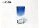 แก้ว 94-2 สี น้ำเงิน - แก้วน้ำ แฮนด์เมด ทรงกลม ปากตัด สีน้ำเงิน-ใส ความจุ 20 ออนซ์ (575 มล.)